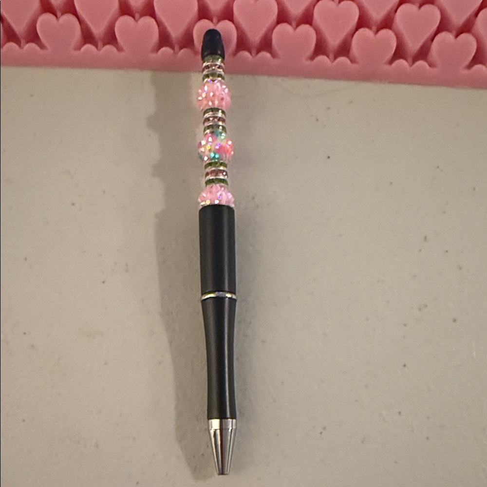 Black and Pink Beaded Pen